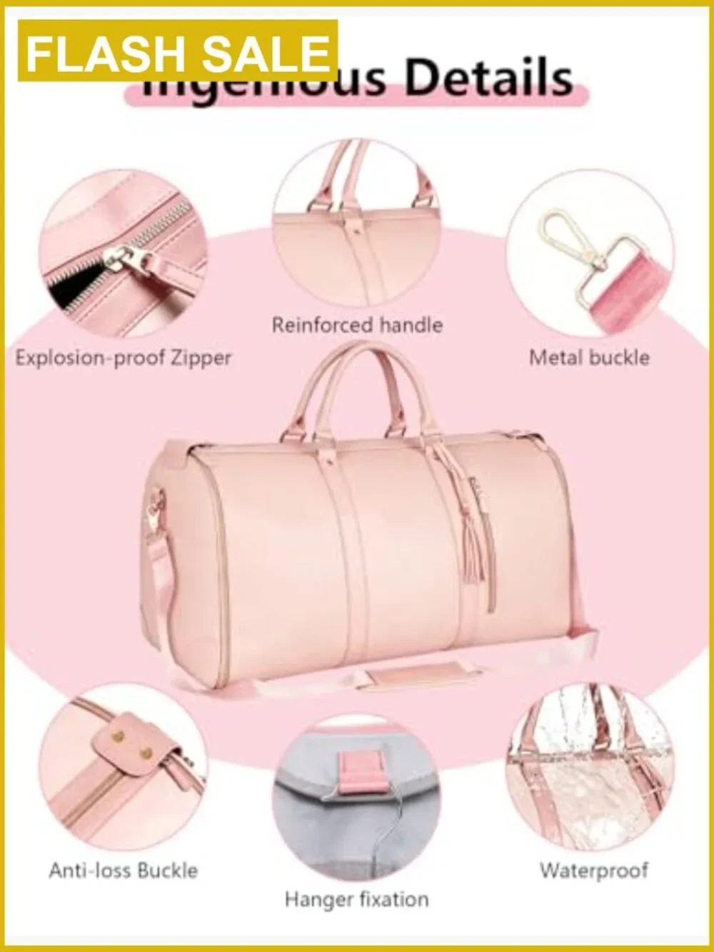 45L Waterproof Garment Duffle Bag Carry On Travel Convertible